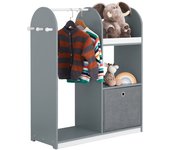 Armario Infantil con 3 Ganchos, 1 Cesta y 1 Percha Mueble Organizador Juguetes y Ropa 97 x 35 x 108 cm Gris KMB40-HG SoBuy ES