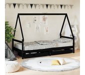 vidaXL Estructura de cama niños con cajones madera pino negro 80x200cm
