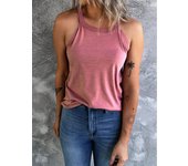 Women's Summer Sleeveless Halter Tee Shirts Crew Neck Workout Tank Tops Casual Plain Cami Shirts