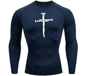Christian Workout Compression Shirts Graphic Long Sleeve Rash Guard Athletic Quick Dry Tees Tops Mens Gym Undershirts Baselayers