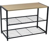 Banco Zapatero Estilo Industrial 2 Baldas Erme Negro/Marrón 63x30x43cm O91