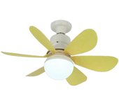 Ventilador de techo 52cm with Luz y Mando Distancia, ventilador de techo Silencioso, base E27 40 W, 6 Aspas, 3 velocidades, Luz Fría/Neutra/Cálida, adaptado para dormitorio, Salón