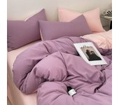Super Cute Solid Color Bedding Set 3-Piece , 1 Duvet Cover 2 Pillowcases, Contrasting Color Design, Machine Washable,Colorfast