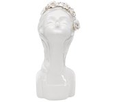 Jarrón Decorativo Cara 33, Porcelana, Blanco, 10x14x26 cm