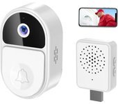 Timbre con Vídeo Inteligente, Cámara con Vídeo Timbre WiFi, Batería de 1000 mAh, Cambio de Voz, Blanco