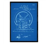 Nacnic Poster Con Patente De Maquina De Coser 2. Lámina Con Diseño De Patente Antigua En Y Con Fondo Azul