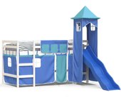 vidaXL Cama alta para niños con torre madera pino azul 90x190 cm