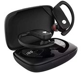 Auriculares inalámbricos T16 con estuche de carga inalámbrica y pantalla digital, auriculares inalámbricos con Bluetooth, ganchos para la oreja y micrófono incorporado para deportes