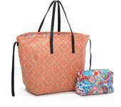 1990s Bolso Tote de Rafia Grande Mujer con Neceser Reversible para Playa y Piscina
