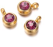 10Pcs 6mm Stainless Steel Birthstones Charms Pendants Rhinestone Crystal Beads Pendant for Necklace Bracelet Jewelry Making