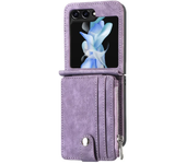 Faux Leather Galaxy Z Flip 6 Wallet Phone Case with Removable Card Holder for Samsung Z Flip 5 4 3 Flip5 Flip4 Flip3 5G Cover
