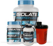 Pack Proteína ISOLATE 2kg + Creatina 300g + Omega 3 90cáps + Shaker - Musclefit | Avance Muscular│Mas musculos│VItaminas