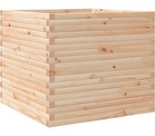 vidaXL Jardinera madera maciza de pino 80x80x68,5 cm Color Pino natural,  Blanco,  Marrón cera y mas
