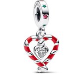 Pandora Charm Colgante en plata de ley Corazón Bastón Caramelo Doble 792822C01 , para Mujer