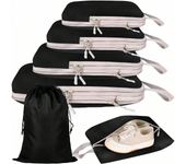 Set de 6 bolsas de viaje compresibles organizador de maleta impermeable de nylon con manilla portátil cubos de almacenamiento para maleta