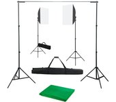 vidaXL Kit Estudio Fotográfico con Focos Softbox y Telones de Fondo Soporte Color Negro,  Blanco,  Verde y mas
