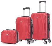 Juego de maletas ABS Rígida 3 piezasMaleta Cabina 55cmMaleta Mediana 68cmNeceser 29cm Negro/AzulMarino/RosaDorada/Plateada/Turquesa/Rojo/Menta/Morada