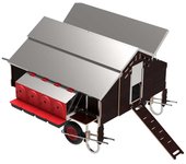 Gallinero móvil 1,5x1,8m con Kit desplazamiento Free-Range 210x353x155cms