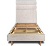 Cama de 90x190 cm con cabecero de línea - Tejido rizado