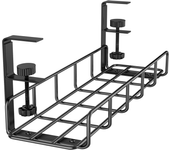 1 paquete de bandeja metálica debajo del escritorio para gestión de cables y regletas (negro)