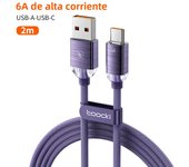 Toocki 6A USB Type C Cable For Samsung Huawei Realme Oneplus OPPO 100W Fast Charging Charger USB C Data Wire For iPhone 15 Pro