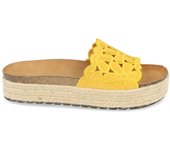 Davinia Shoes Sandalia de Mujer con Plataforma, Pala Decorada de Flores, Yute, con Piso de Bio, y Talon Abierto Primavera Verano 2020 Shoes&Blues.es YT5551-Amarillo