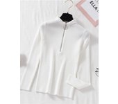 Women Fashion Solid Knitted Sweaters Vintage Long Sleeve Zip-up Basic Half Turtleneck Sweater Female Pullovers Chic Casual Tops