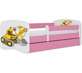 Cama 140 x 70 cm Kocot Kids com gaveta e colchão BabyDreams Digger Pink