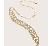 Wedding Full Rhinestone Circle Decor Belt Double Circle Waist Hollow Metal Waist Chains Beach