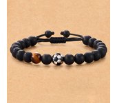 Pulsera de cuentas de Spiderman con ojo de tigre y obsidiana esmerilada para hombre.