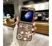 Korean Diy Luxury Bling Diamond Flower Mirror Phone Case For Samsung Galaxy Z Flip5 Case For Galaxy Z Flip4 Cover Z Flip3 Capa