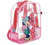 Mochila de Playa Minnie Mouse 31cm, Bolsa Playa Transparente con Rejilla Minnie Mouse Disney, Mochila Infantil para Niñas, Regalo Cumpleaños, Piscina, Camping, Campamento, Vacaciones, Color Rosa