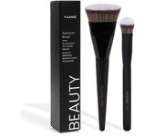 MAANGE 2PCS Flawless Makeup Brush Flat/Angle Foundation Contour Brush Under Eyes Makeup Brush for Liquid Cream Beauty Tools