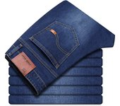 Classic black men's jeans Straight leg baggy plus size pants Wear comfortable dark pants Thin pants for dad gift dad pants