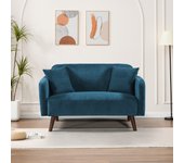 Sofá de 2 plazas Midt 132x70x81 cm pana - Azul [en.casa]