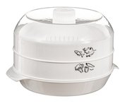 Dcasa Vaporera para microondas color blanca de 21,5 cm