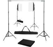 vidaXL Kit de Estudio Fotográfico con Focos Softbox y Telón de Fondo Conjunto Color Verde,  Blanco,  Negro y mas
