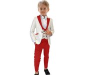 Formal Boy's 3-Piece Suit Set (Jacket+Vest+Pants) Paisley Slim Fit Classy Kids Tuxedo Toddler Dresswear Wedding Ring Bearer