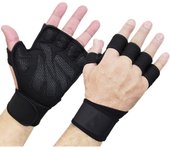 Guantes ventilados para levantamiento de pesas con muñequeras incorporadas para hombres y mujeres - ideal para gimnasio, entrenamiento cruzado, soporte de manos y levantamiento de pesas, negro