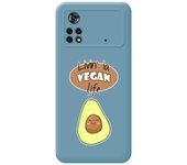 Funda Silicona Líquida Azul para Xiaomi POCO X4 Pro 5G diseño Vegan Life Dibujos