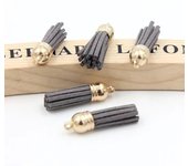 Gold Hat Mini Tassels Korean Velvet Fringed Leather Tassel Pendant DIY Crafts Handmade Jewelry Access keychain Tassel
