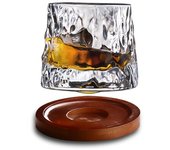 Whiskey Glasses Rotating Whisky Glass with Base 360 Rotate Degrees Crystal Rum Glass for Cocktail Party Drinking Glass