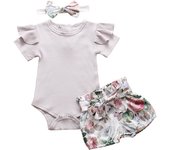 Summer Newborn Infant Baby Girl Clothes Set Cute Cotton Knitted Short Sleeve Tops Flower Pants Headband New Born Toddler Outfits
