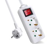 Regleta con Botón de Encendido | 2, 3, 4 y 5 Enchufes | Cable de Seguridad | Protección Contra Sobrecarga