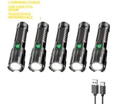 1PC Multi-functional Outdoor Strong Light LED Long-range Telescopic Zoom Flashlight, Plastic USB Rechargeable Flashlight
