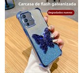 Luxury Glitter Butterfly Holder Phone Case for Vivo V40 Lite V29 V27 V25 23 Pro TPU Plating Shockproof Protector Back Soft Cover
