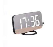 Reloj despertador digital, reloj con espejo LED, reloj de noche, luz de despertador, luz nocturna, brillo ajustable (R1)