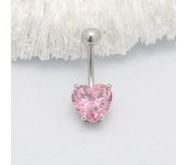 JHJT 14G Belly Button Rings Surgical Steel Heart Cubic Zirconia Navel Ring Belly Piercing Body Jewelry