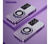 Luxury Plating Magnetic Holder Phone Case For Samsung Galaxy S24 Ultra S23 S22 S21 S20 Plus FE Note 20 10 Silicone Glitter Cover