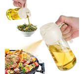 Botella dispensadora de Aceite de Oliva de 470 ml - Pulverizador de Aceite para Cocinar, barbacoa, color Blanco
